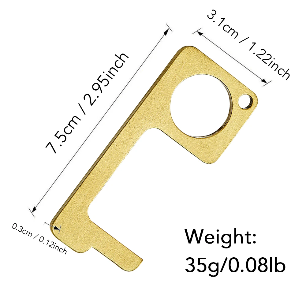 Брелок для ключей из чистой латуни не прикасающаяся вешалка инструмент