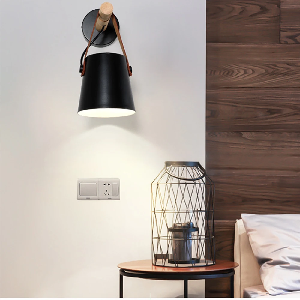 

White/black Night Light Wall Lamp Bedside Lamp Durable Economic Iron Working Lamp