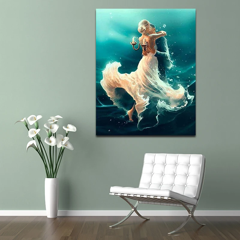 DIY картинки для раскраски по номерам с водными влюбленными Картина Рисунок