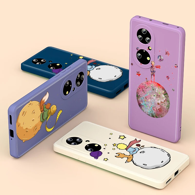 

Little Prince Anime Space Phone Case For Huawei P50 P40 P30 P20 Lite E P Smart Plus Pro 2019 5G Liquid Silicone Soft TPU Cover