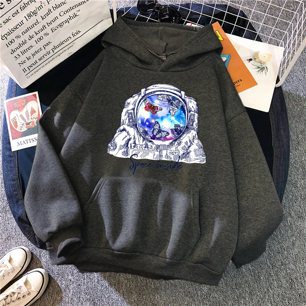 

Space In Side Printing Female Hoodie Retro Japanese Loose Clothes Fashion Quality HoodieFleece O-Neck Sweahoodies Woman