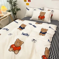 cute bear bedding set for kids fashion flat sheets adult bed linen duvet quilt cover pillowcase kawaii boys girl