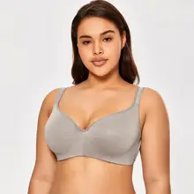 FAKUNTN – T Shirt grande taille pour femme, soutien gorge à couverture complète lisse  (1)