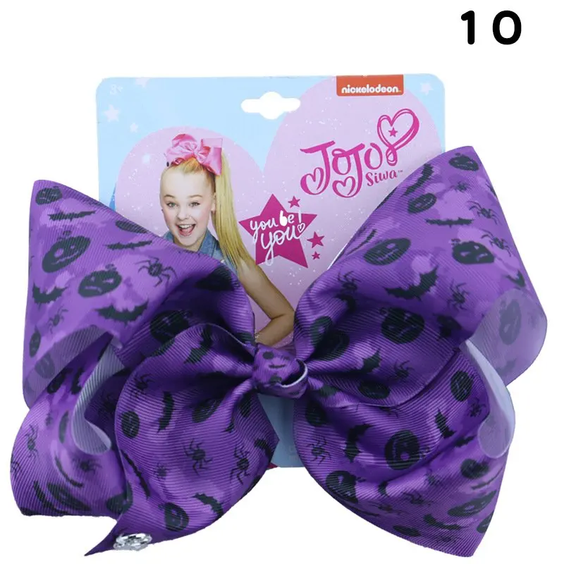 10 " Jojo банты для девочек Jojo Siwa большой милый Принт волосы на Хэллоуин банты для девочек с зажимами бант аксессуары для волос ручной работы - Цвет: 10