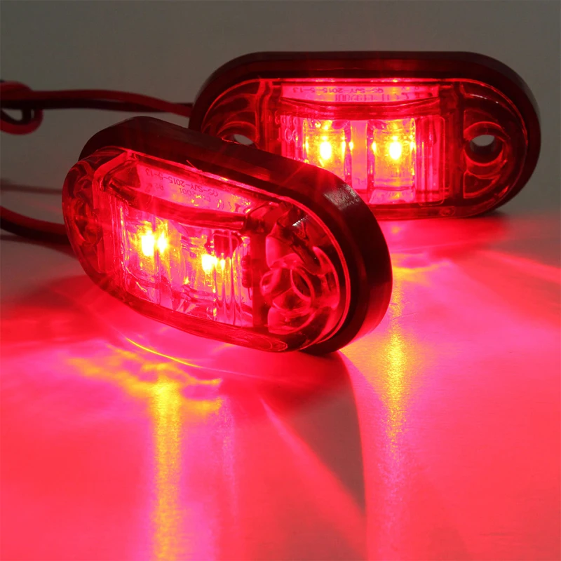 

10PCS Amber 2 Led Light Oval Clearance Trailer Car Truck Side Marker Tail Lamp Warning Light Side Marker Lamp 12V 24V led