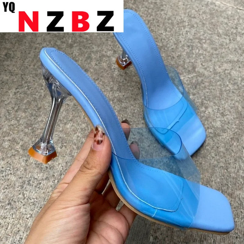 

PVC Shallow High Platform Sandals Slippers Women Summer 2022 Fashion Thin Heels Peep Toe NEW Sexy Sandals Zapatos De Mujer