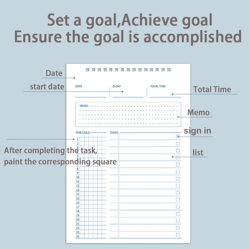 Блокноты цели A5 и журналы спиральные блокноты ежедневник на 2021 год дневник