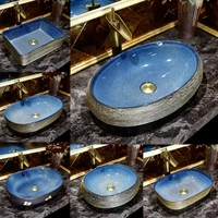 blue bow oval european bathroom shampoo sinks home washbasin portable wash hand basins