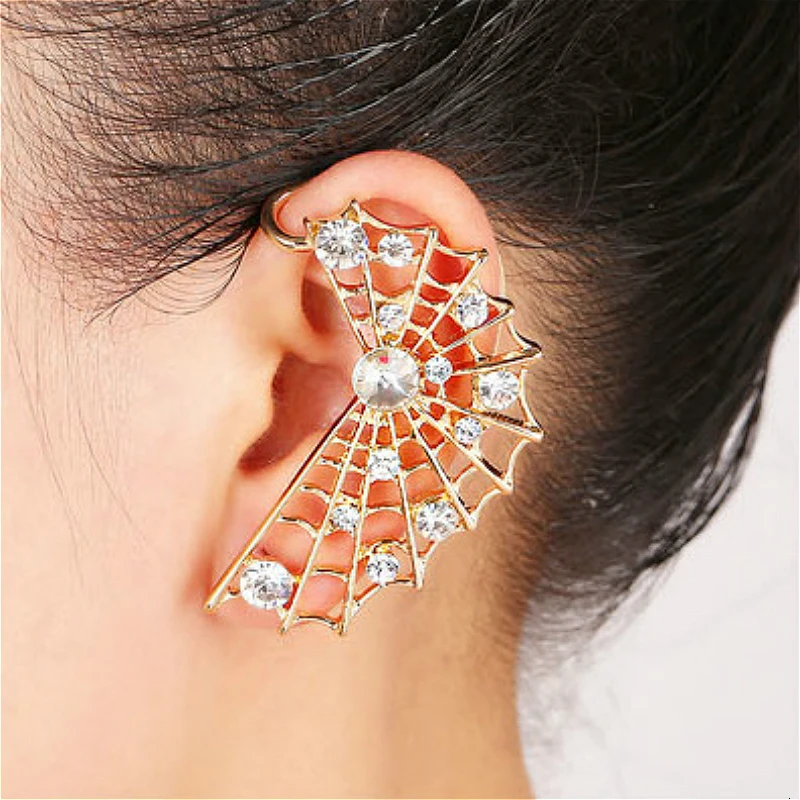 

Korea Style Cobweb Crystal Cuff Earrings For Women Exaggeration Ear Wrap Clip Earrings Fashion Jewelry Nice Gift Perty 1pc Left