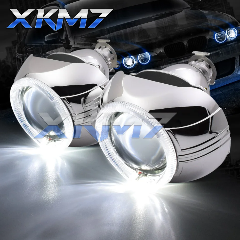 Автомобильные линзы XKM7 Bi xenon 3 0 ''проектор H1 LED HID лампа ангельские глазки H4 H7