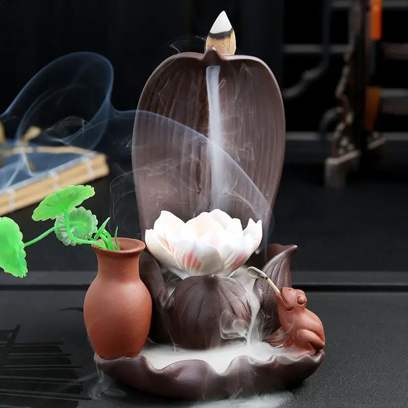 

The Little Monk Censer Backflow Incense Burner Porcelain Buddha Incense Holder for Home Office Decoration Aromatherapy Furnace