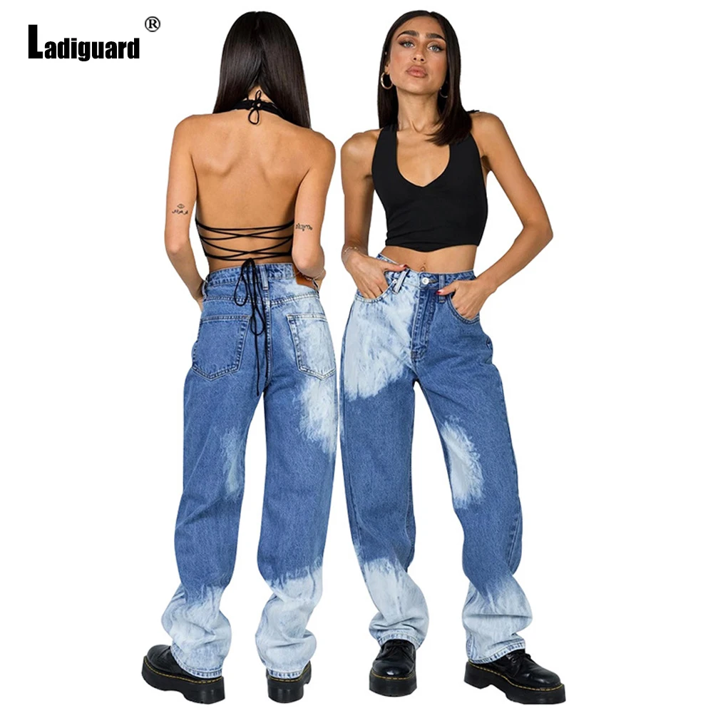 Women's High Cut Jeans Sexy Fashion Denim Pants Ladies Staight Leg Trouser Loose Vintage Jean Demin Pants Vaqueros Mujer 2022