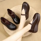 Женские туфли в стиле ретро, повседневные туфли в национальном стиле, туфли-лодочки на толстой подошве, 8578N, 2020
