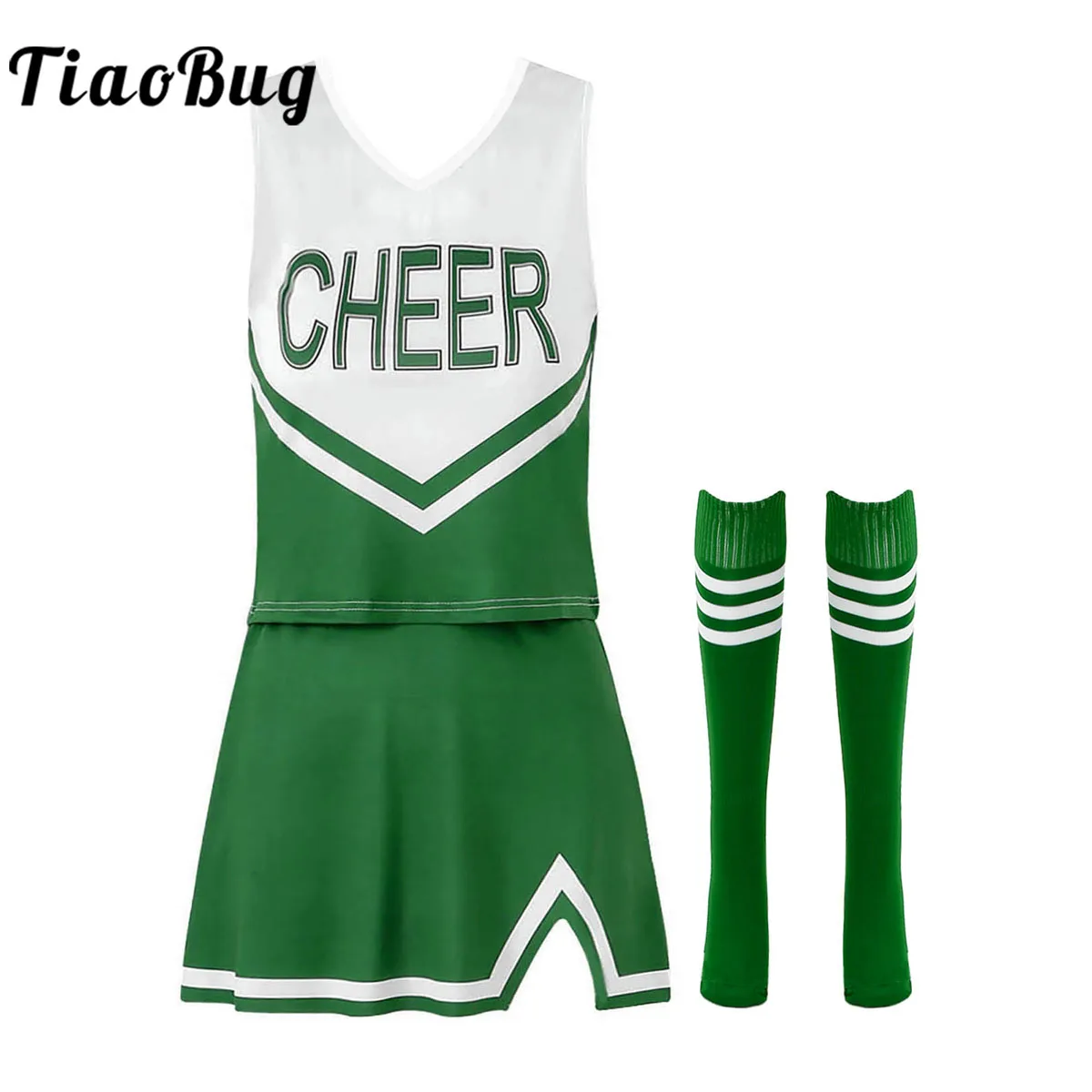 

Womens School Girls Cheer Leader Costume Fancy Dress Adults Girl Cheerleading Role Play Outfit Uniform Set For Party Club