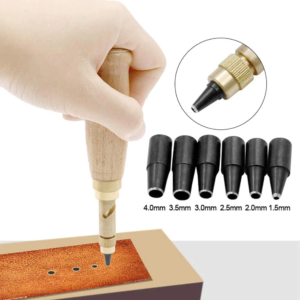 1PCS Screw Hole Belts Punch Leather Automatic Punchers Drill Replaceable Mute Rotary Craft Tool For Watch Tip Die | Дом и сад