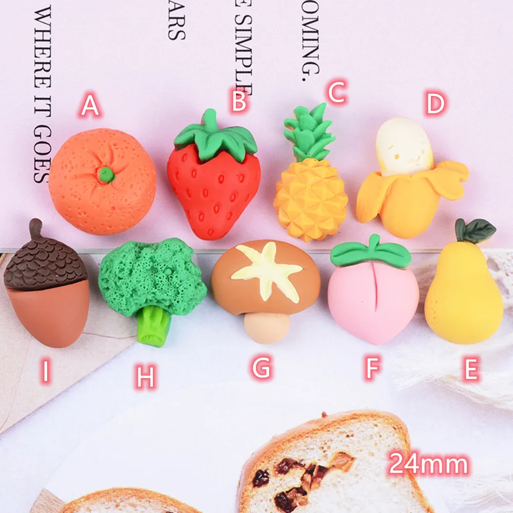 

Fruits Flat Back Resin Cabochons 20pcs Kawaii Fake Foods flatback Resin Cabochon for Phone Decoration Hair Bow DIY Scrapbook