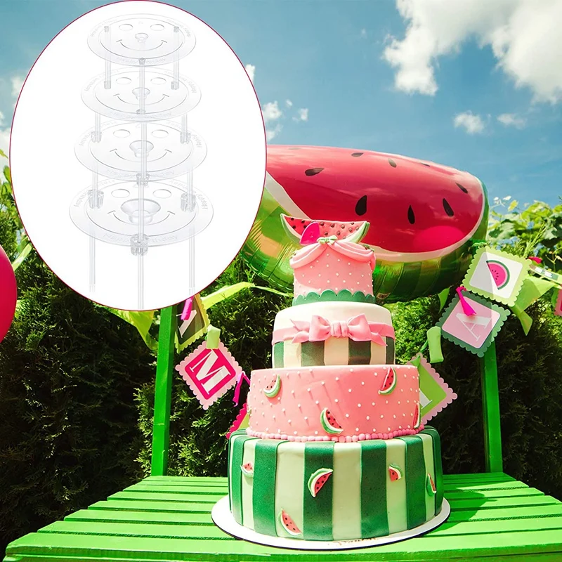 

20 Pieces White Plastic Cake Sticks Support Rods with 4 Pieces Cake Separator Plates Cakes and 12 Pieces Clear Cake