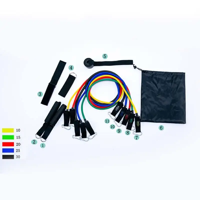 

11 Pcs Resistance Bands Set Fitness Bands Gym Equipment Exercise Bands Pull Rope Elastic Training Expander Rubber Stretch Tape