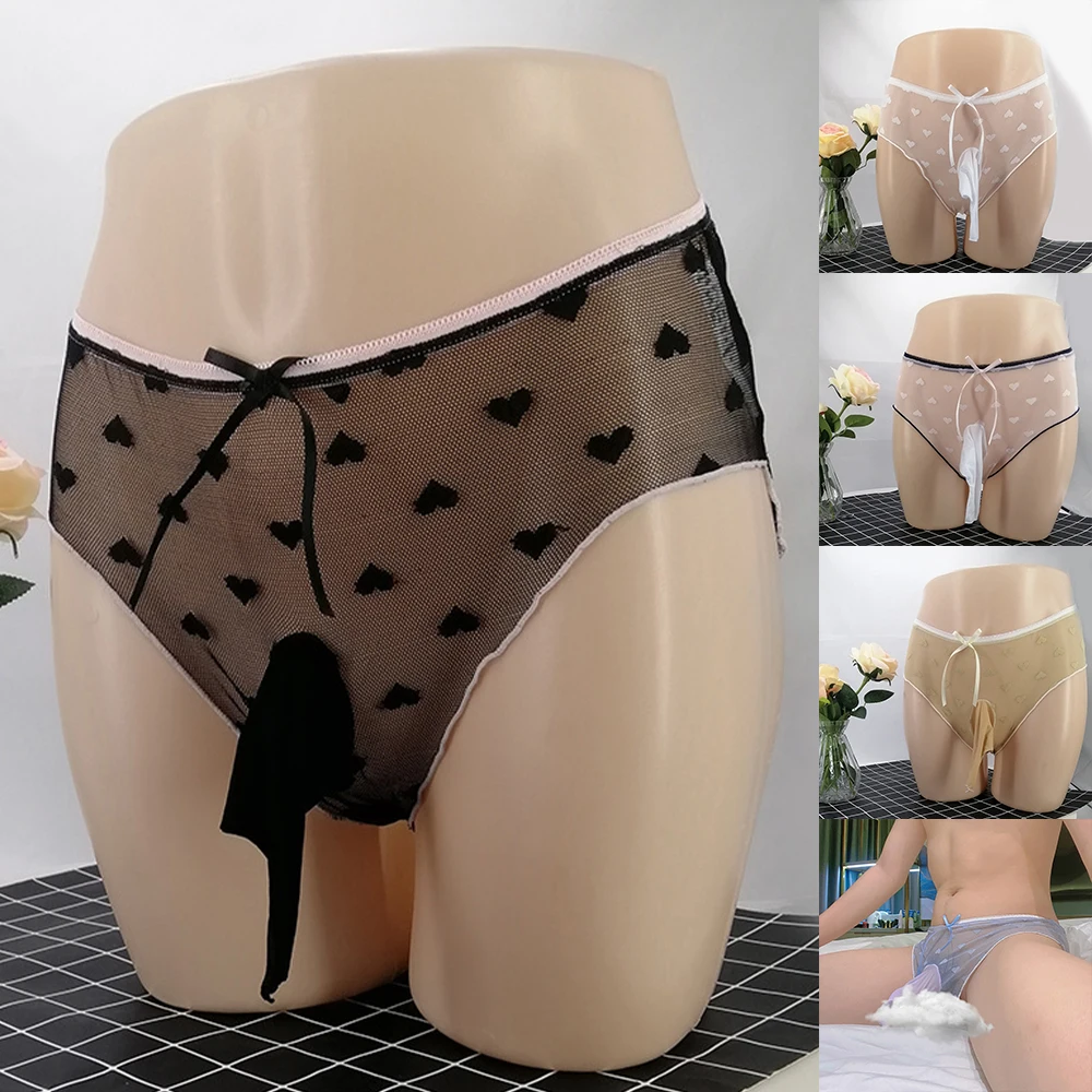 Мужские дышащие трусы стринги с карманом прозрачные сетчатые слипы кружевное