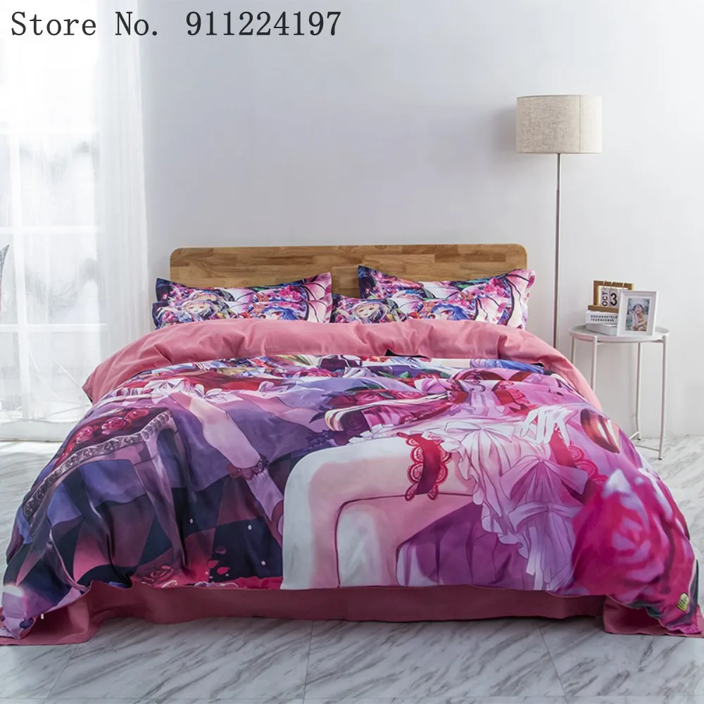 Japanese anime 3pcs duvet cover sets cute girls Quilt 3D king queen size single Double bedclothes cartoon Bedding | Дом и сад