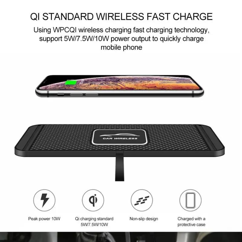 

30W 2 in 1 Non-slip Silicone Mat Car Dashboard Holder Stand Fast Charging Wireless Charger Dock Station Pad for iPhone 13 Huawei