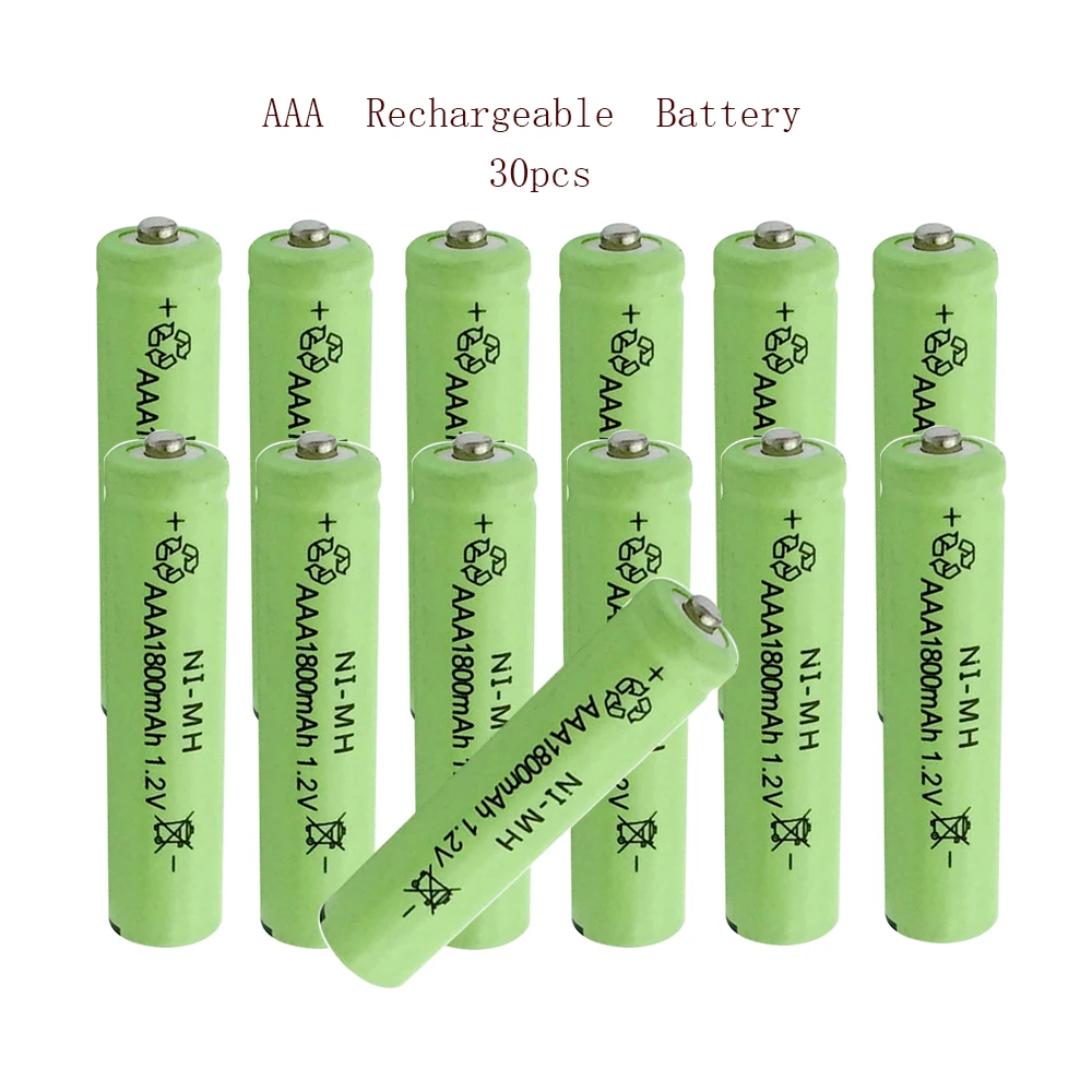 

30pcs AAA 3A 1.2V 1800mAh Ni-MH Rechargeable Battery Nickel-metal Hydride Batteries for Remote Control Toy