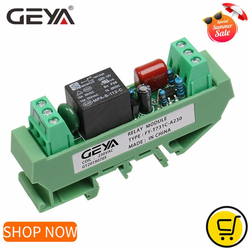 GEYA Din рейка крепление 1 канал релейный модуль 24V 12V 230VAC GSM реле Управление таймер