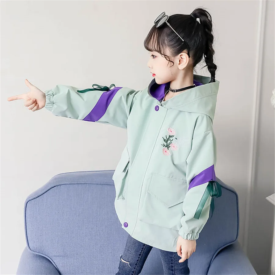 Куртка для девочек однотонная ветровка на весну осень детская куртка одежда