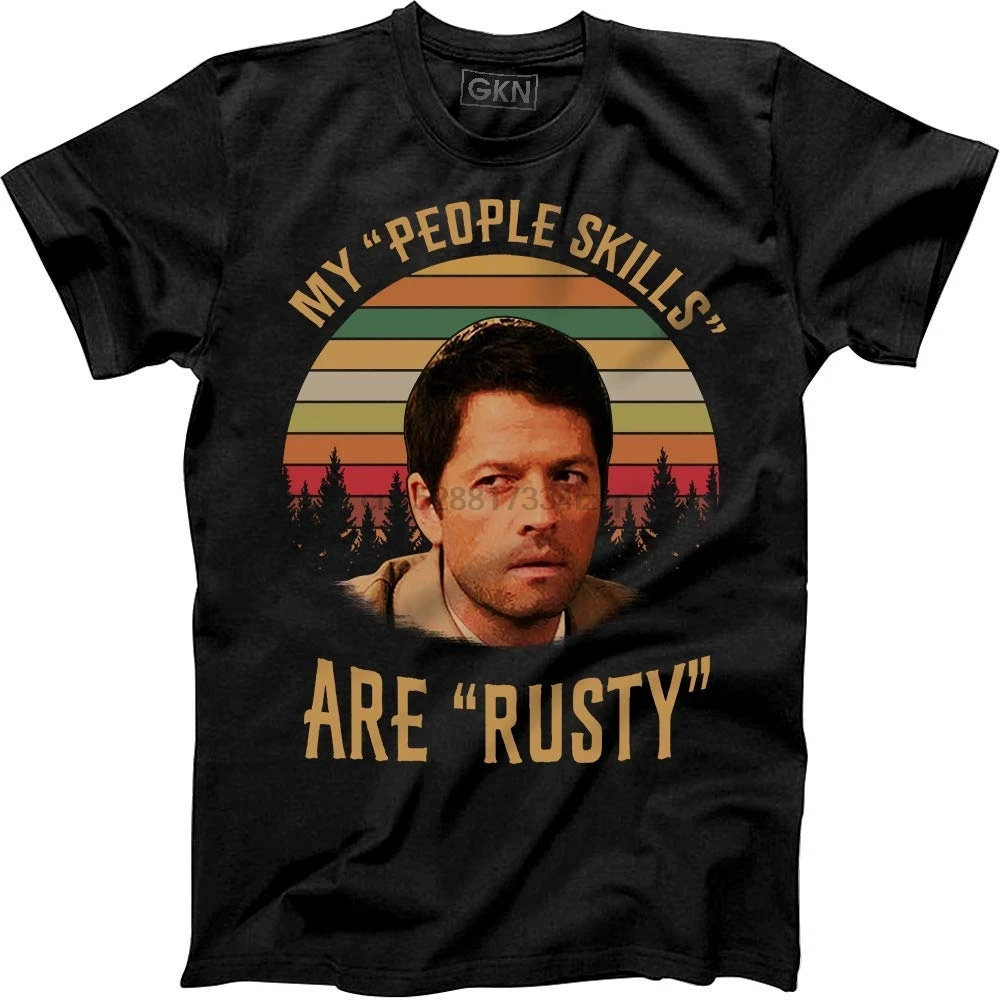 My Pers Skills Are Rusty винтажная Ретро футболка Castiel Supernatural Мужская 2018 Модный Топ Футболка