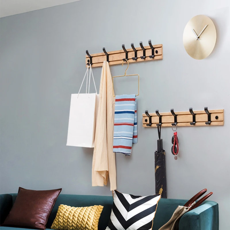 

3/4/5 Movable Hooks Hook Wall Hook Mounted Rack Coat Robe Hat Cloth Hanging Hanger Holder Non Drill Non Nail Bathroom Livingroom