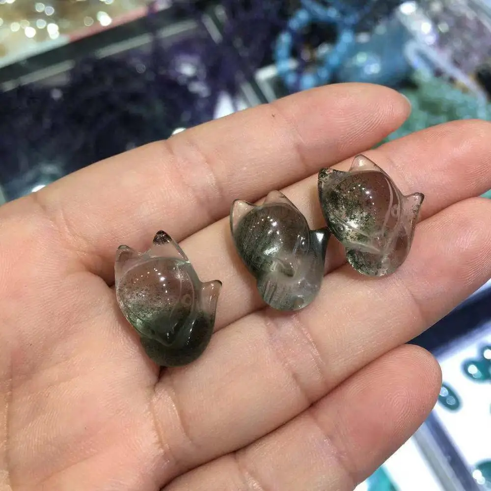 

1pc Natural garden quartz crystal fox for bracelet hand chain pendant