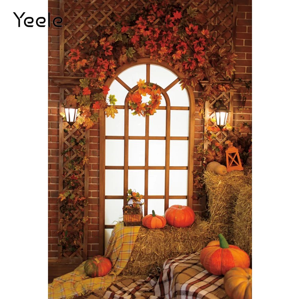 

Yeele Autumn Haystack Background Fall Maple Leaf Pumpkins Window Backdrop Baby Photographic Photography Photo Studio Photophone