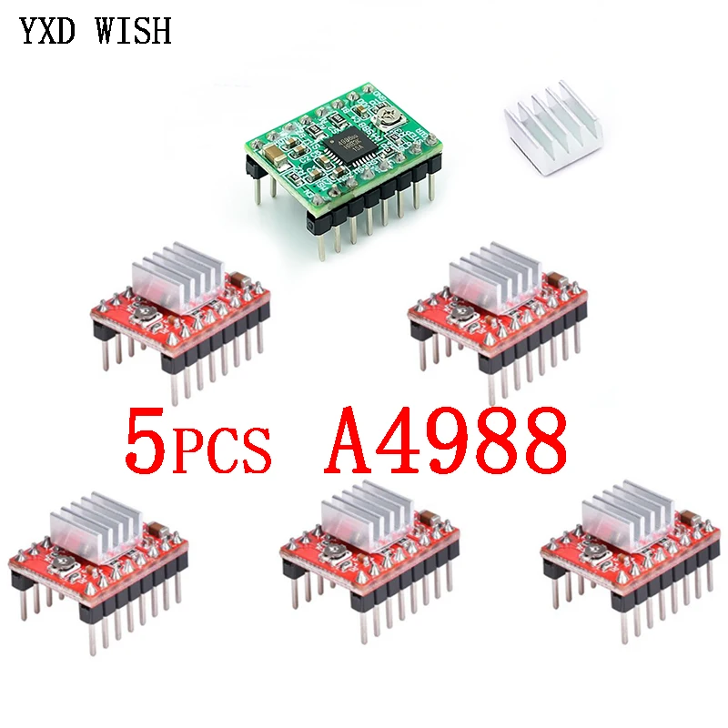 A4988 – lot de 5 pilotes Stepper + dissipateur de chaleur pour Reprap 3D  pièces d'imprimante