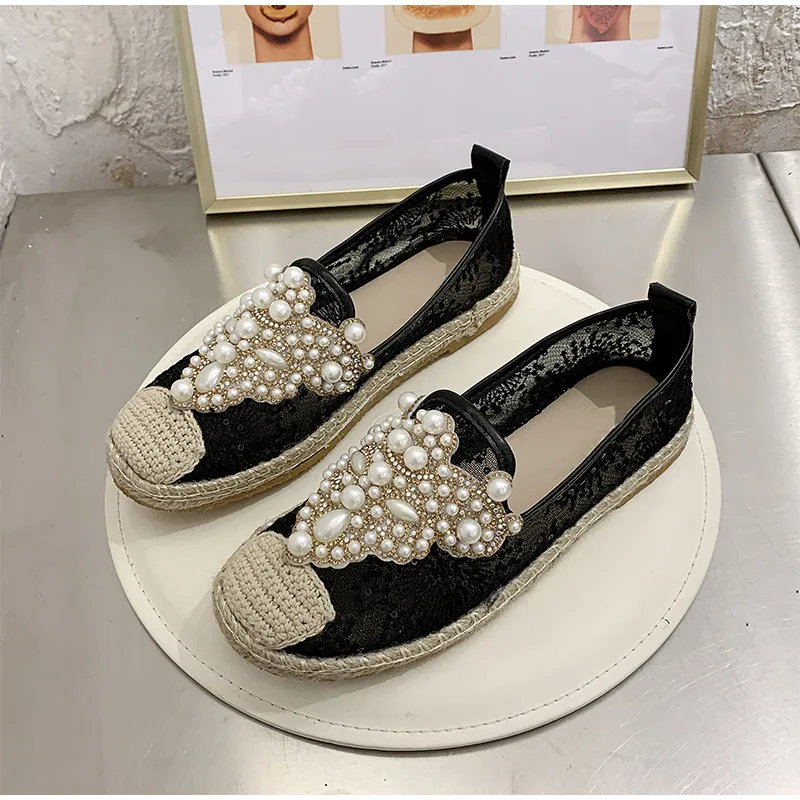 

Women Loafers Lace Flowers Breathable Ladies Flat Shoes Summer Slip On Casual Female Comfortable Fashion Sweet Summer Shoes 2021
