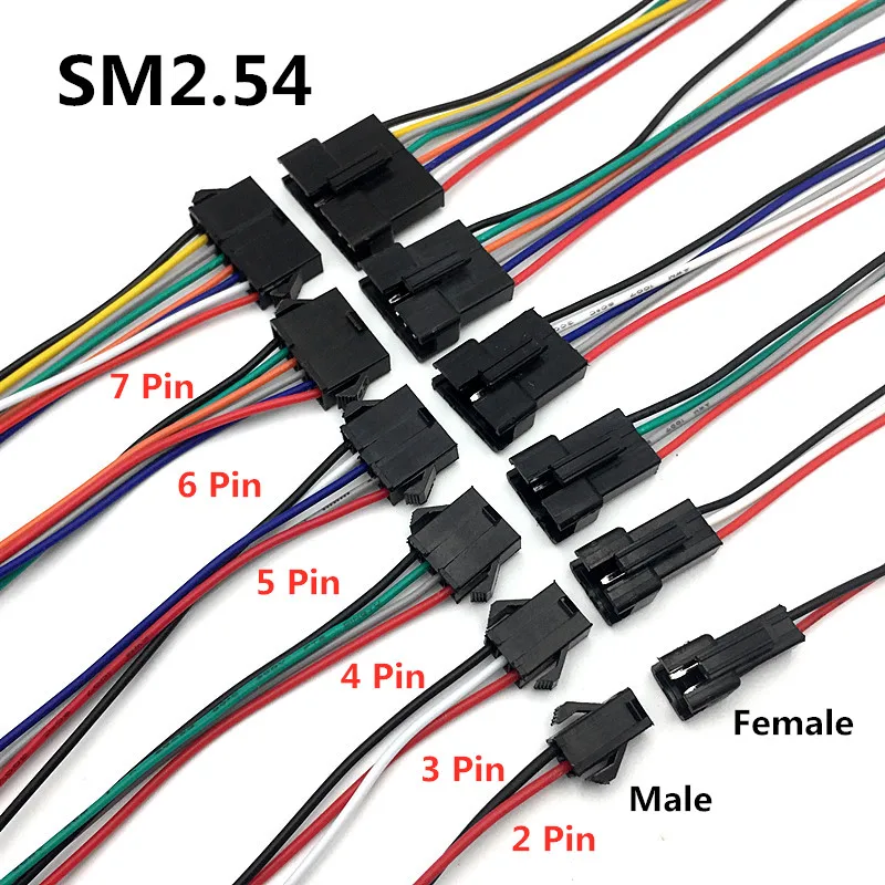 5 пар SM2.54 2pin 3P 4P 5P 6P 8P Светодиодный ST светодиодные Разъемы штекер и гнездо для 3528 5050