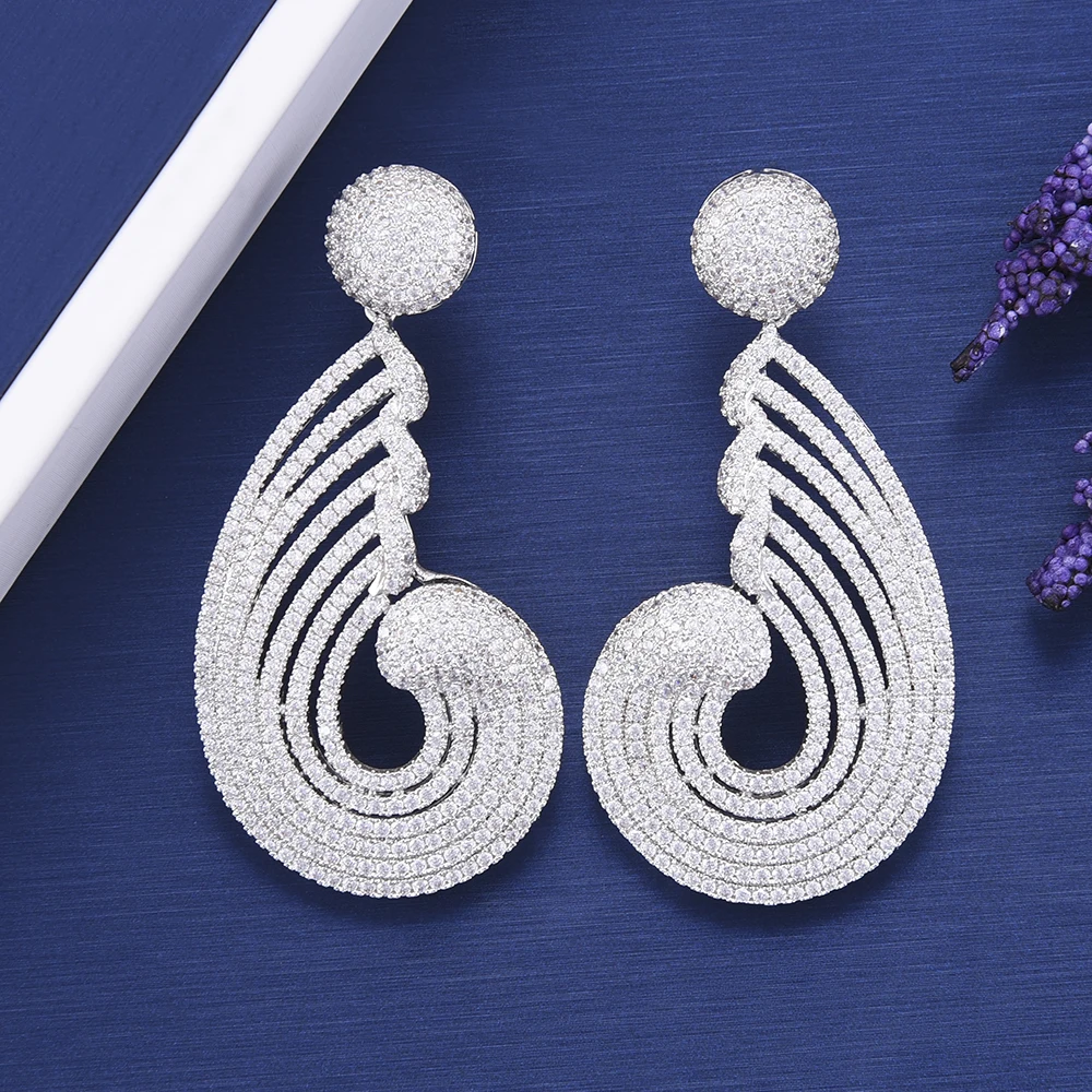 

KellyBola Famous Brand Trendy Noble Shiny CZ Earrings For Bridal Wedding Romantic Girl Daily Earrings Cubic Zirconia Jewelry