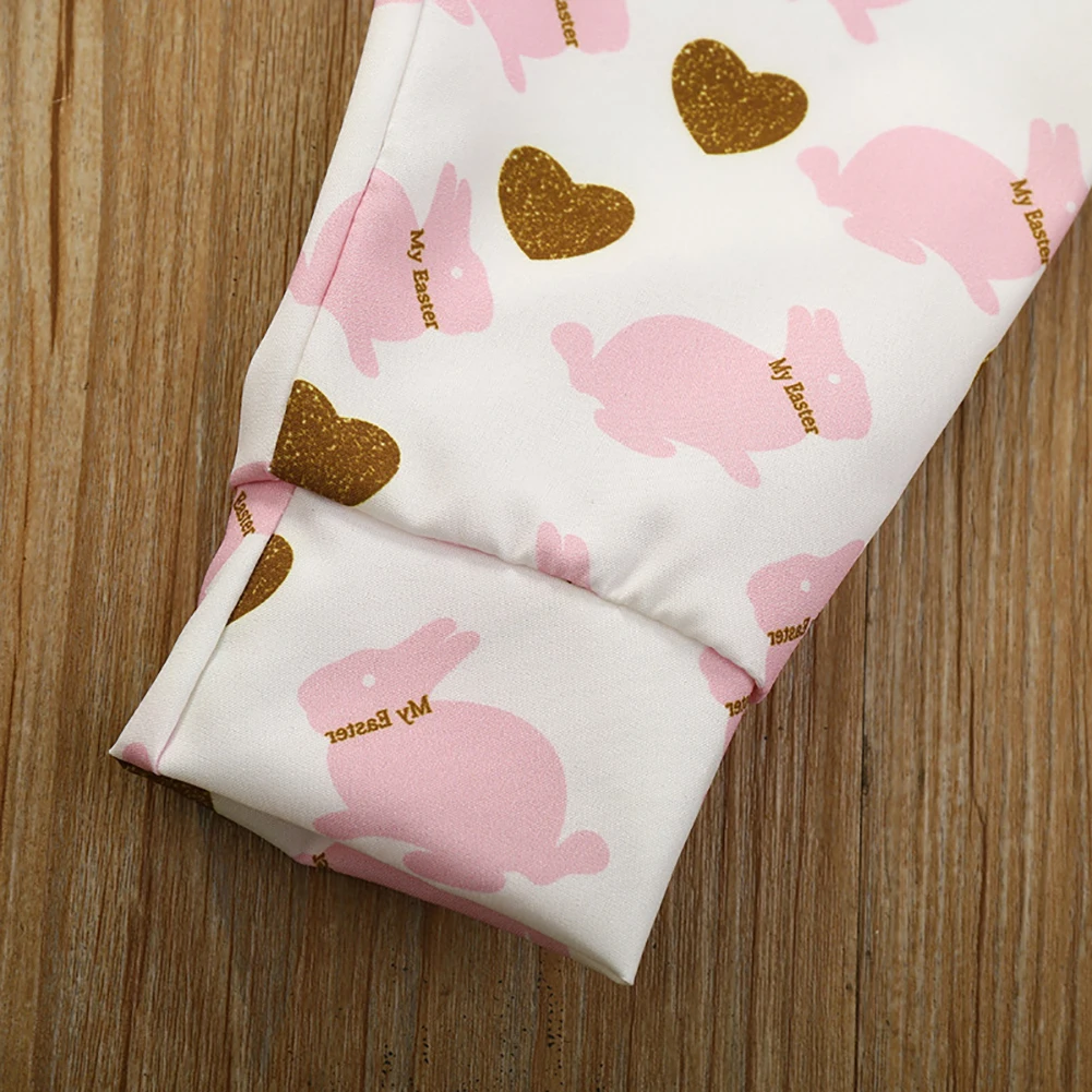 

My 1st Easter Newborn Baby Girl Clothes Sets Short Sleeve Cotton Bodysuit Tops Long Pant Trouser Headband 3PCS