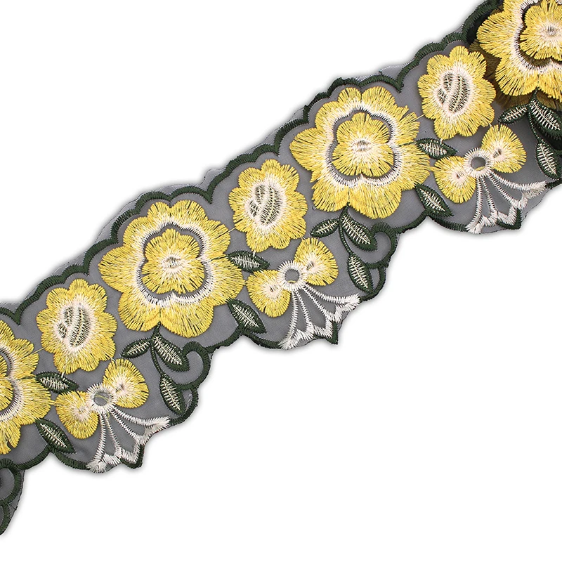 1 Ярд 10см Ширина 3D Красочная Красная Цветочная Ручная Вышивка Кружевная Ткань Лента Высокого Качества Африканское Свадебное Платье Одежда.