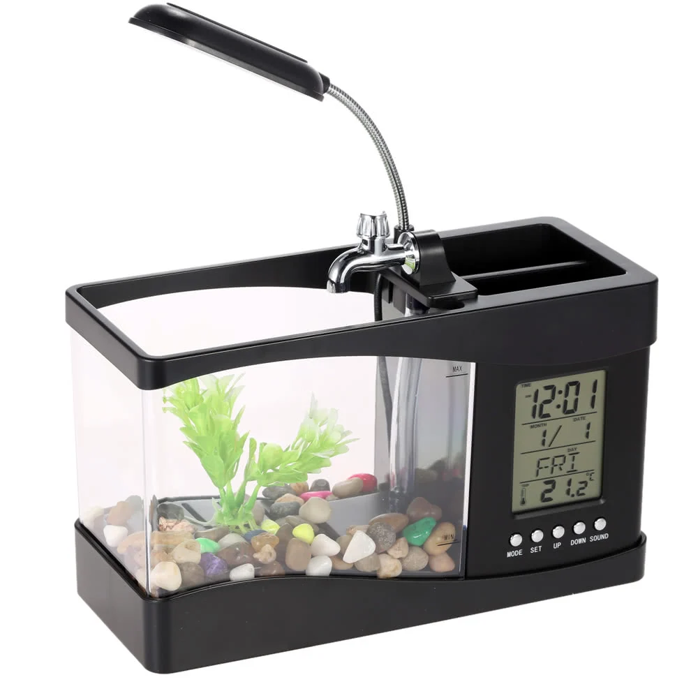 5V 1.5L прозрачная мини Usb светодиодный Золотая рыбка Betta Fish Танк орнамент украшения