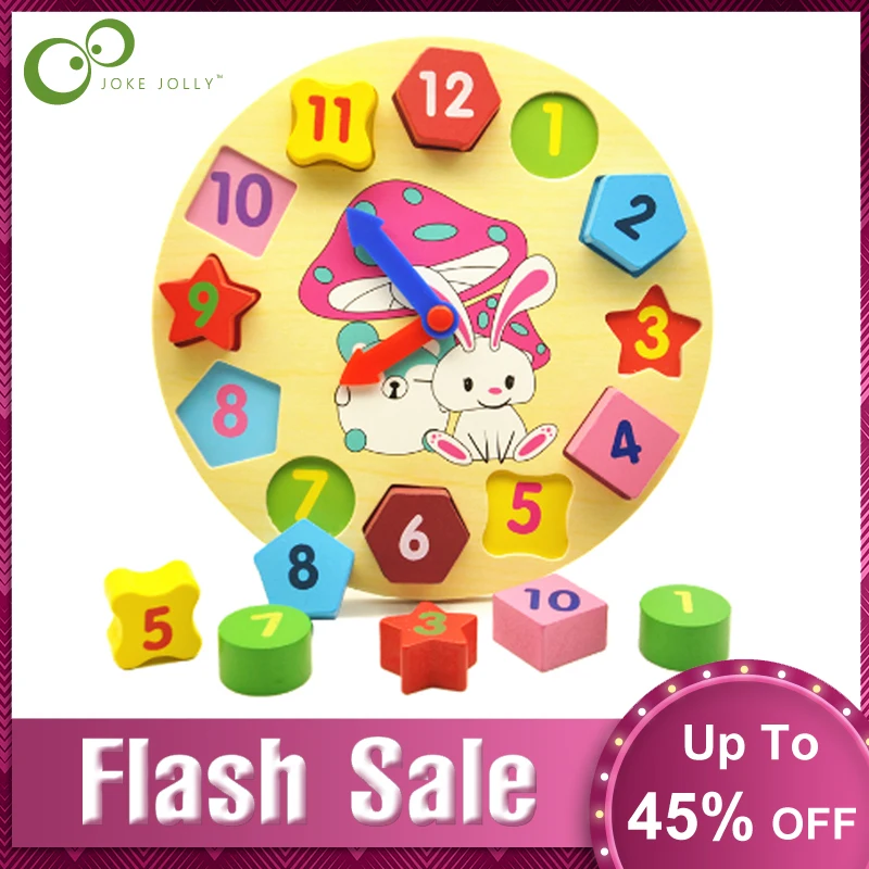 Детский деревянный пазл с 12 цифрами красочные цифровые геометрические часы