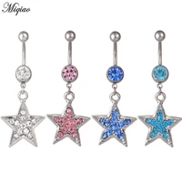 miqiao 1 pcs body piercing jewelry stainless steel pentagram navel ring button belly ring