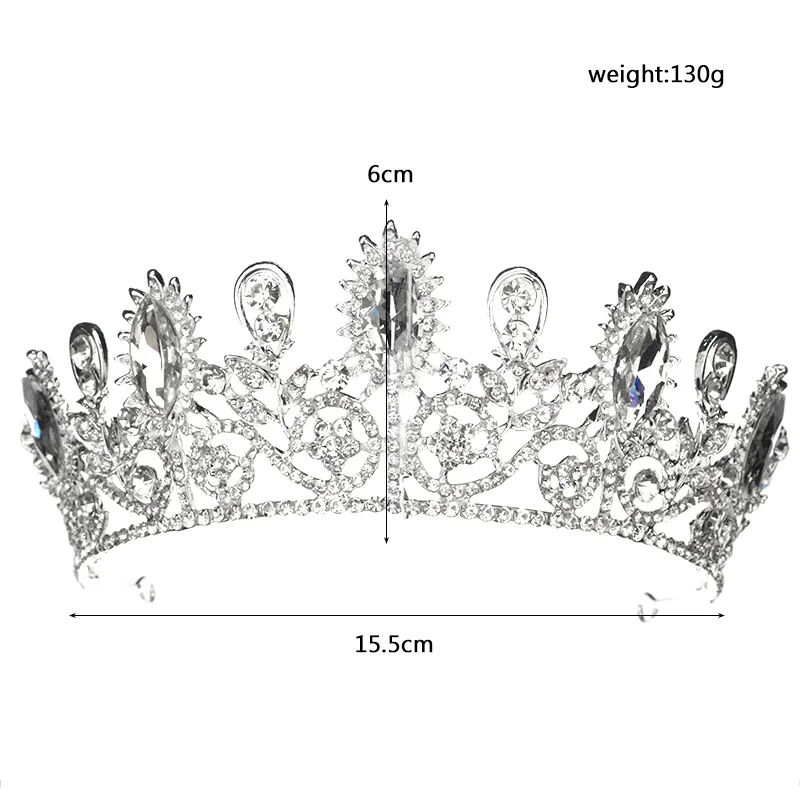 2020 Европейская королева Хрустальная корона невесты Свадебный Серебряный