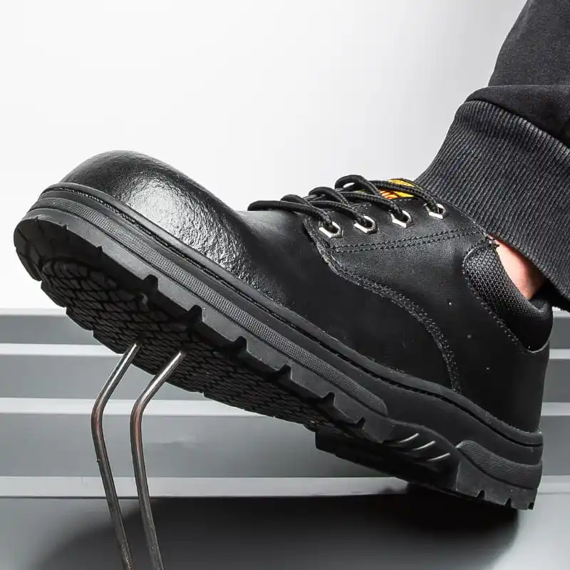 

MWY Men Work Safety Shoes Black Genuine Leather Work Shoes Comfortable Steel Toe Shoes Men Safety Shoes Casual Industrial Shoes