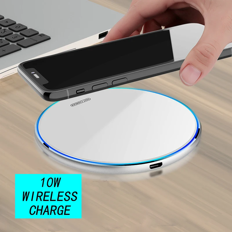 10w universal qi wireless charger for iphone 8 xr xs max 11 12 promax fast wireless charging mirror pad for samsung huawei free global shipping