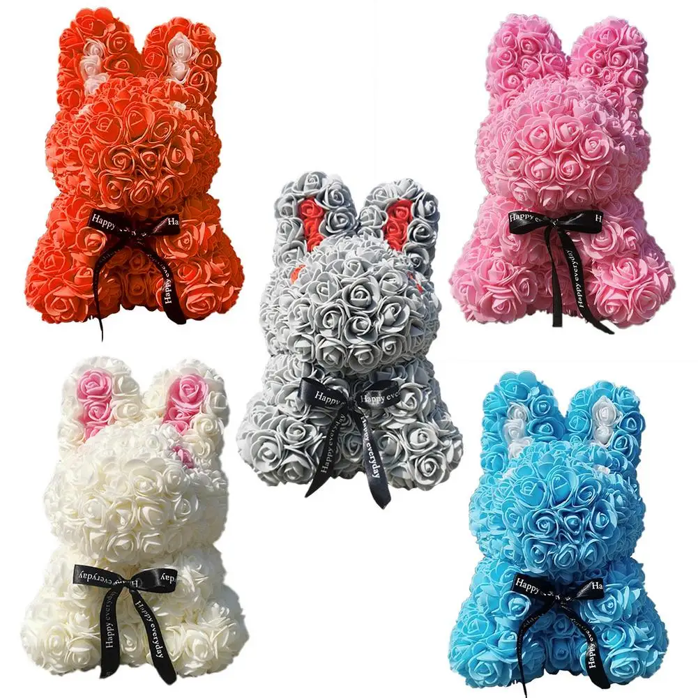 

Искусственный Розовый Кролик, симпатичный инновационный подарок на день матери, подарок на день Святого Валентина, роза, плюшевый мишка, мы...