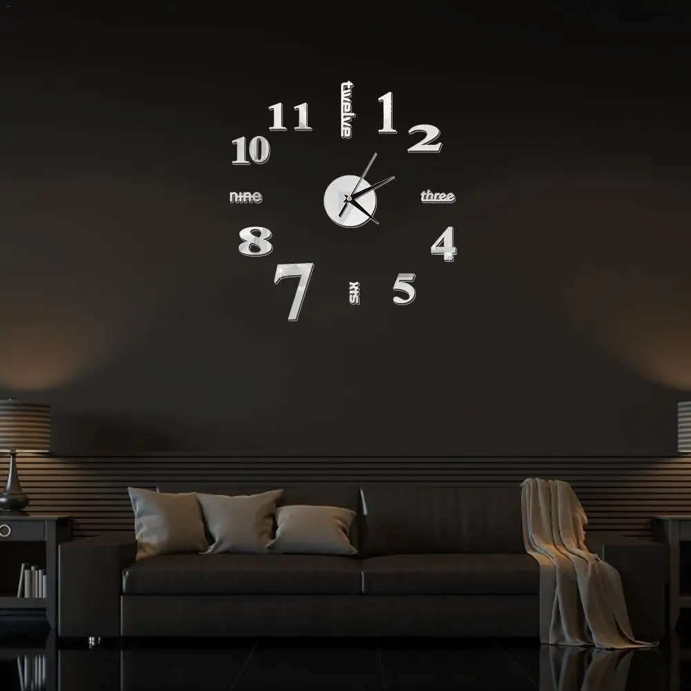 60x60 см Модные Акриловые зеркальные настенные часы европейские 3D большие