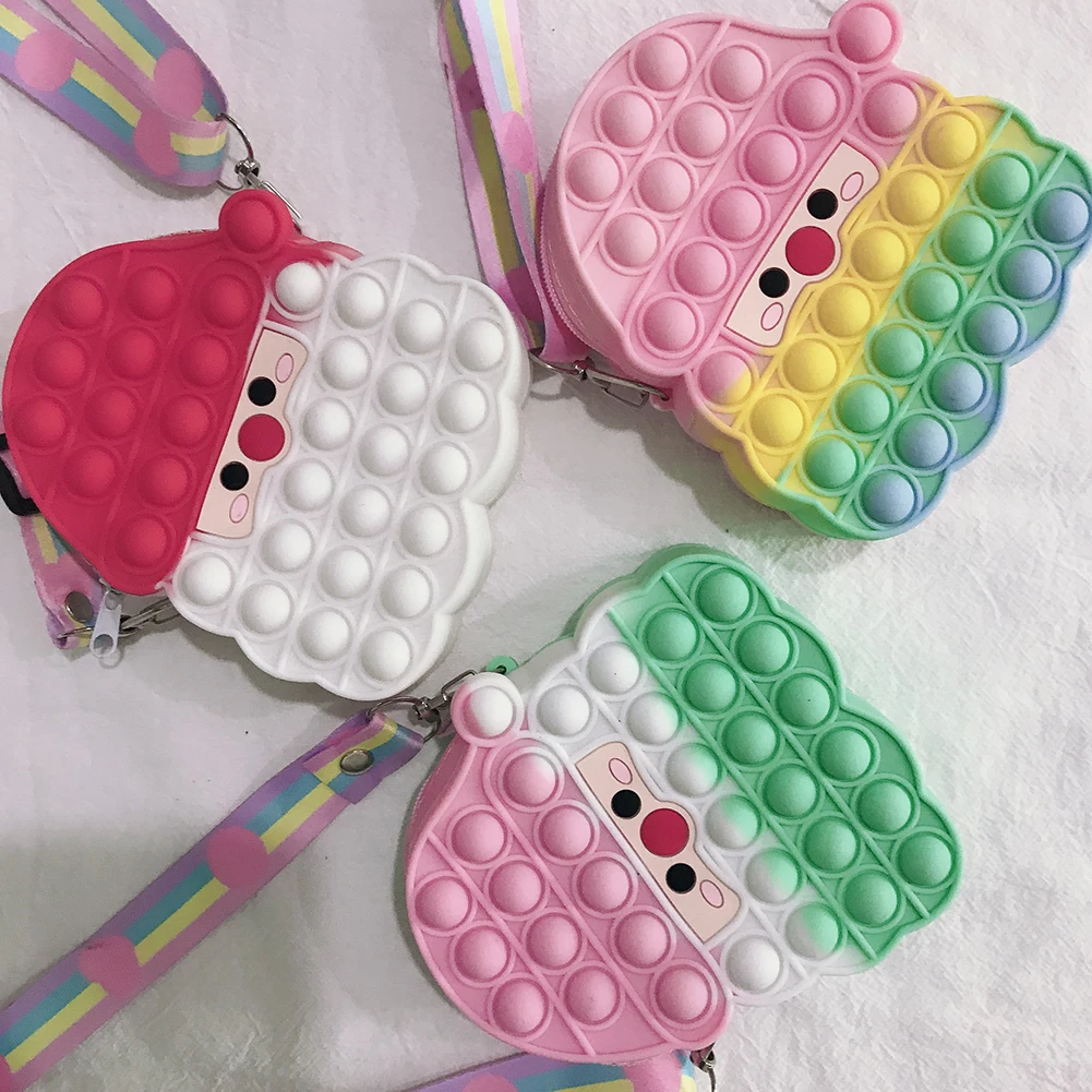 

Прочная пузырчатая сумка для снятия стресса с аутизмом с рисунком Санты сумка-мессенджер для детей