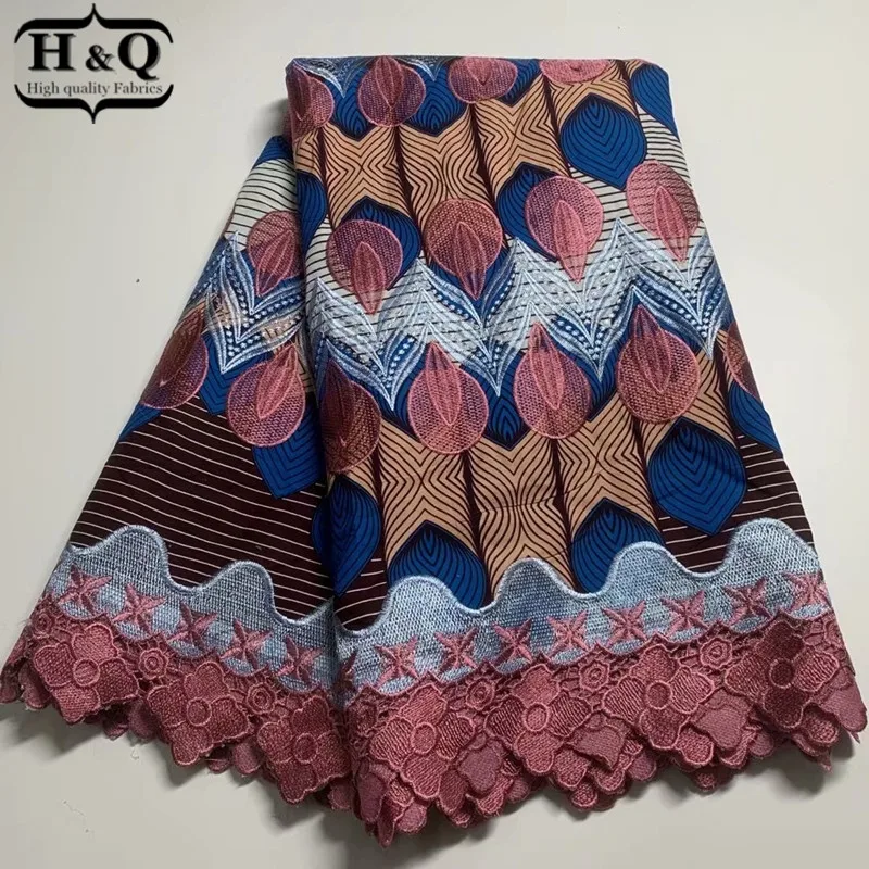

H&Q nigerian guipure lace water soluble fabric 2021 high quality embroidery african batik lace 100% cotton fabrics 6 yards H0126
