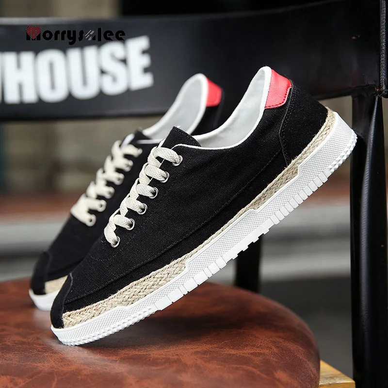 2022 New Summer Flat Bottom Men Shoes High Quality Comfortable Breathable Linen Sneakers Man Fashion Retro Straw Espadrilles