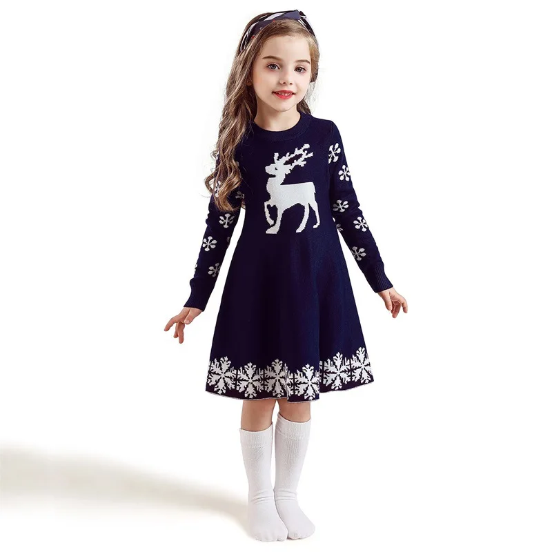 Вязаное платье для девочек с длинным рукавом на зиму | Детская одежда и обувь